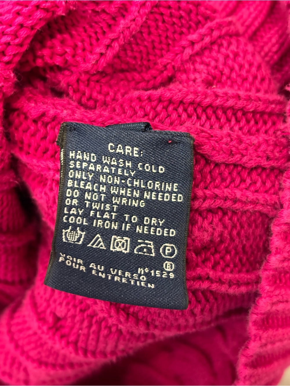 Ralph Lauren Vintage Pink V-Neck Cable Knit Sweater Small - Picture 6 of 7
